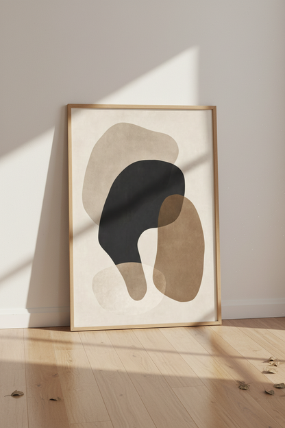 Abstract Organic Shapes Wall Art | Earthy Neutral Tones, Minimalist Modern Poster