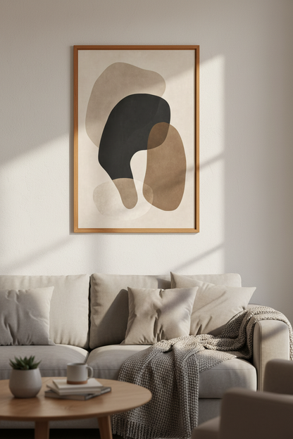 Abstract Organic Shapes Wall Art | Earthy Neutral Tones, Minimalist Modern Poster