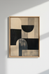 Neutral Abstract Art Print | Mid-Century Modern Beige & Black, Minimalist Decor