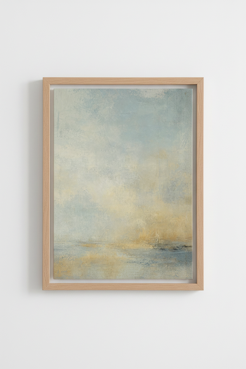 Coastal Abstract Art | Soft Blues &amp; Sand | Living Room Decor