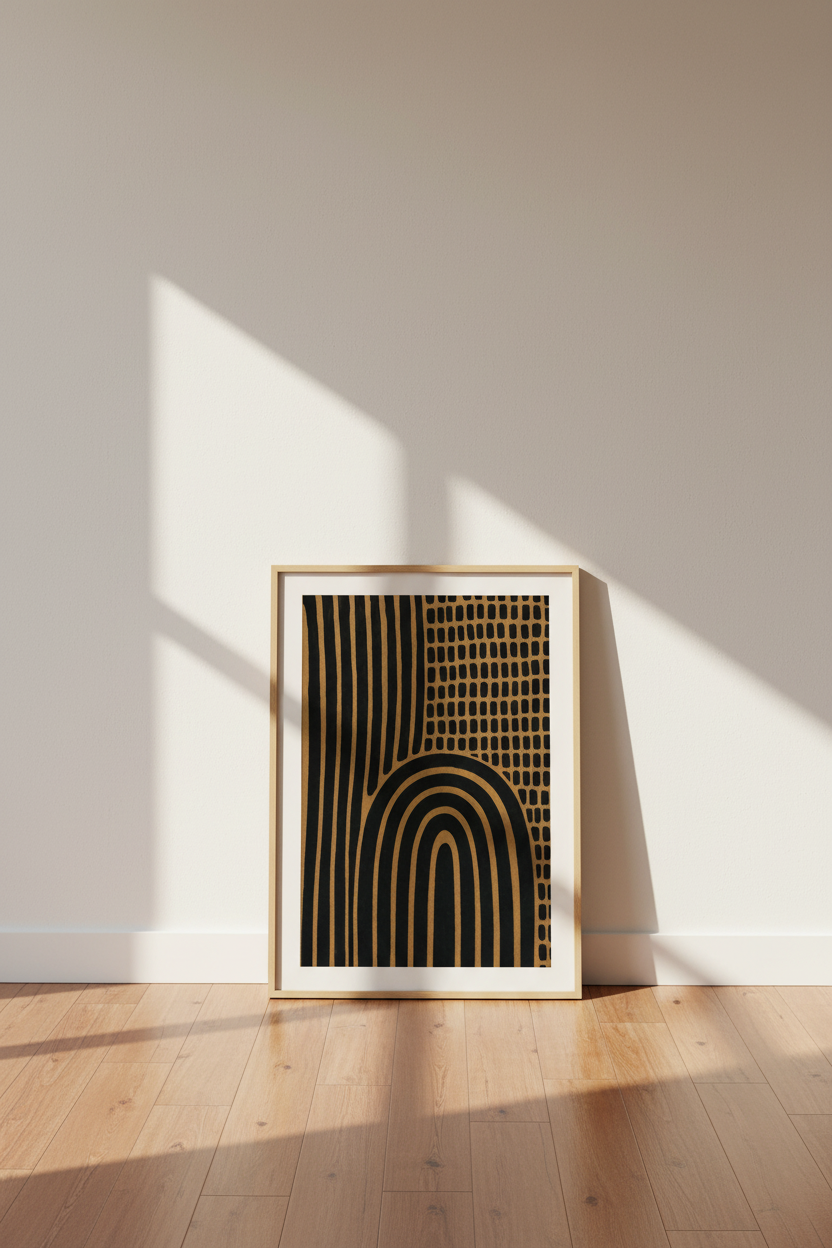 Modern Abstract Arches | Terracotta &amp; Black Geometric Poster, Boho Living Room Decor