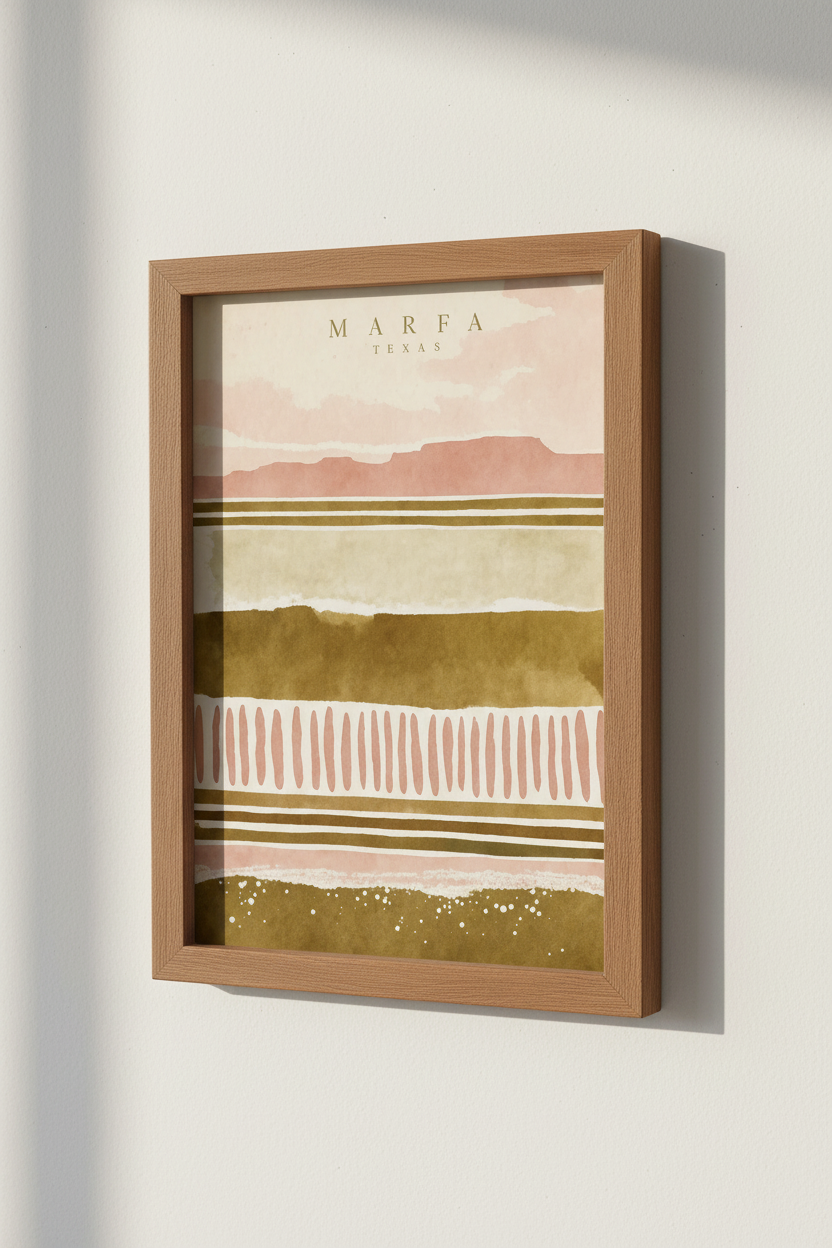 Marfa Texas Abstract Landscape | Earthy Boho Terracotta, Desert Wall Art Print