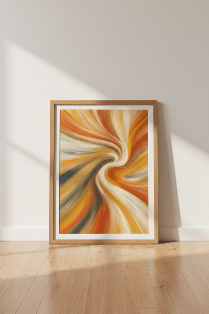 Abstract Swirl Wall Art | Burnt Orange &amp; Ochre Modern Decor | Earthy Aesthetic Poster