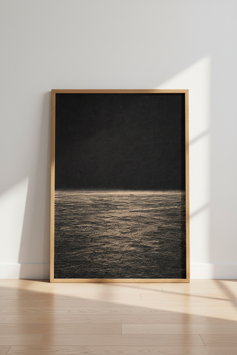 Abstract Desert Landscape Wall Art | Black &amp; Gold Textured Poster | Modern Room Decor