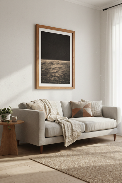 Abstract Desert Landscape Wall Art | Black &amp; Gold Textured Poster | Modern Room Decor