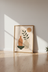 Boho Botanical Vase Wall Art | Terracotta Minimalist Poster, Mid Century Decor