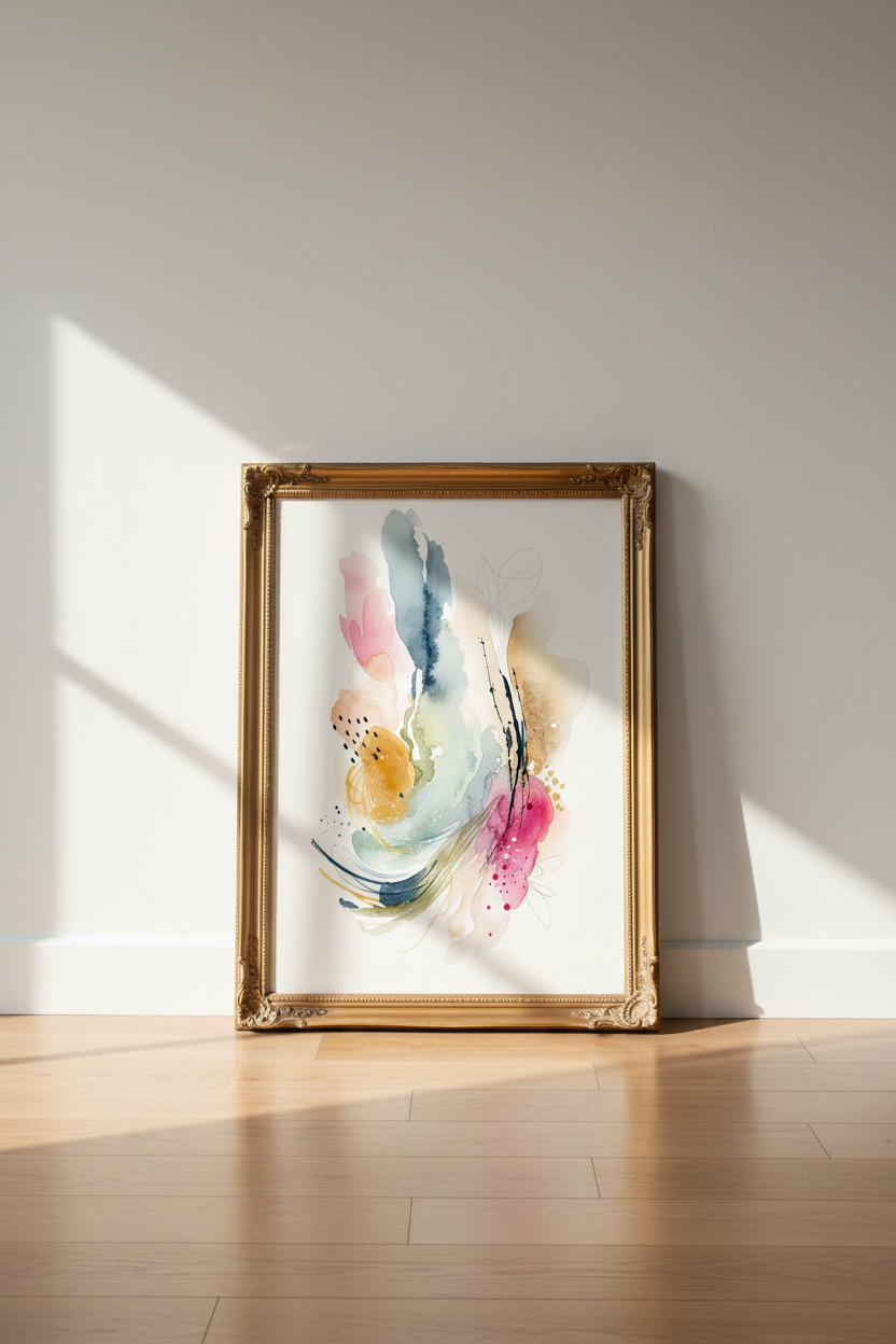 abstract wall art | Colorful watercolor vibes, Living Room Decor
