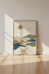 Minimalist Mountain Landscape Print | Japanese Zen Decor, Sage Green & Navy Wall Art