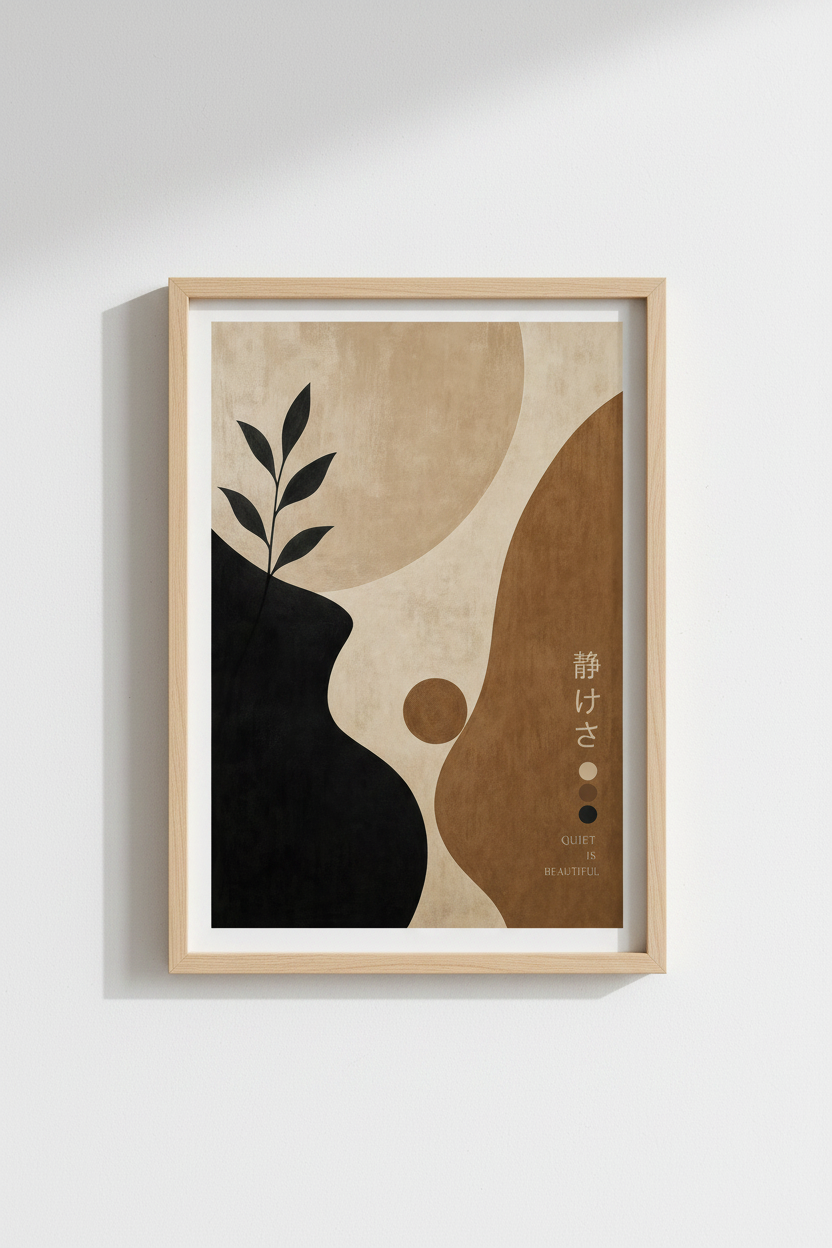 Japandi Abstract Wall Art Print | Earthy Terracotta Decor | Minimalist Zen Poster
