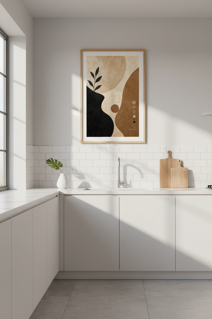 Japandi Abstract Wall Art Print | Earthy Terracotta Decor | Minimalist Zen Poster