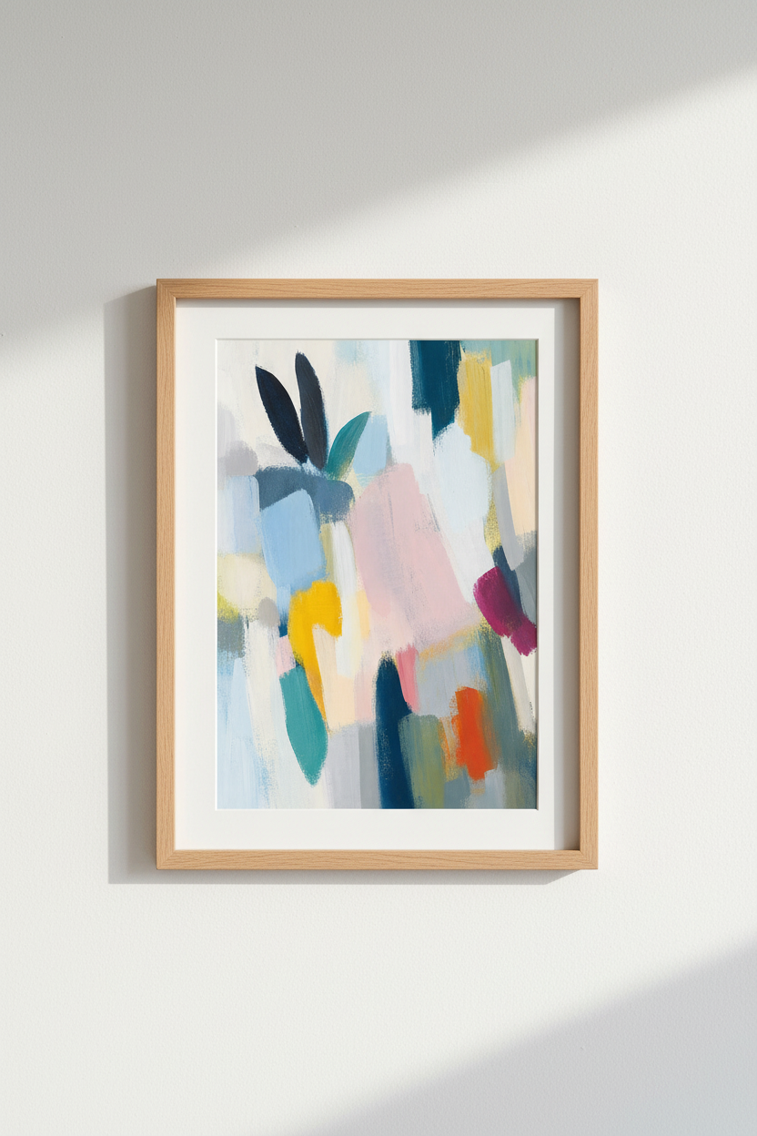 Modern Abstract Wall Art | Colorful Geometric Shapes, Living Room Decor | Vibrant Poster