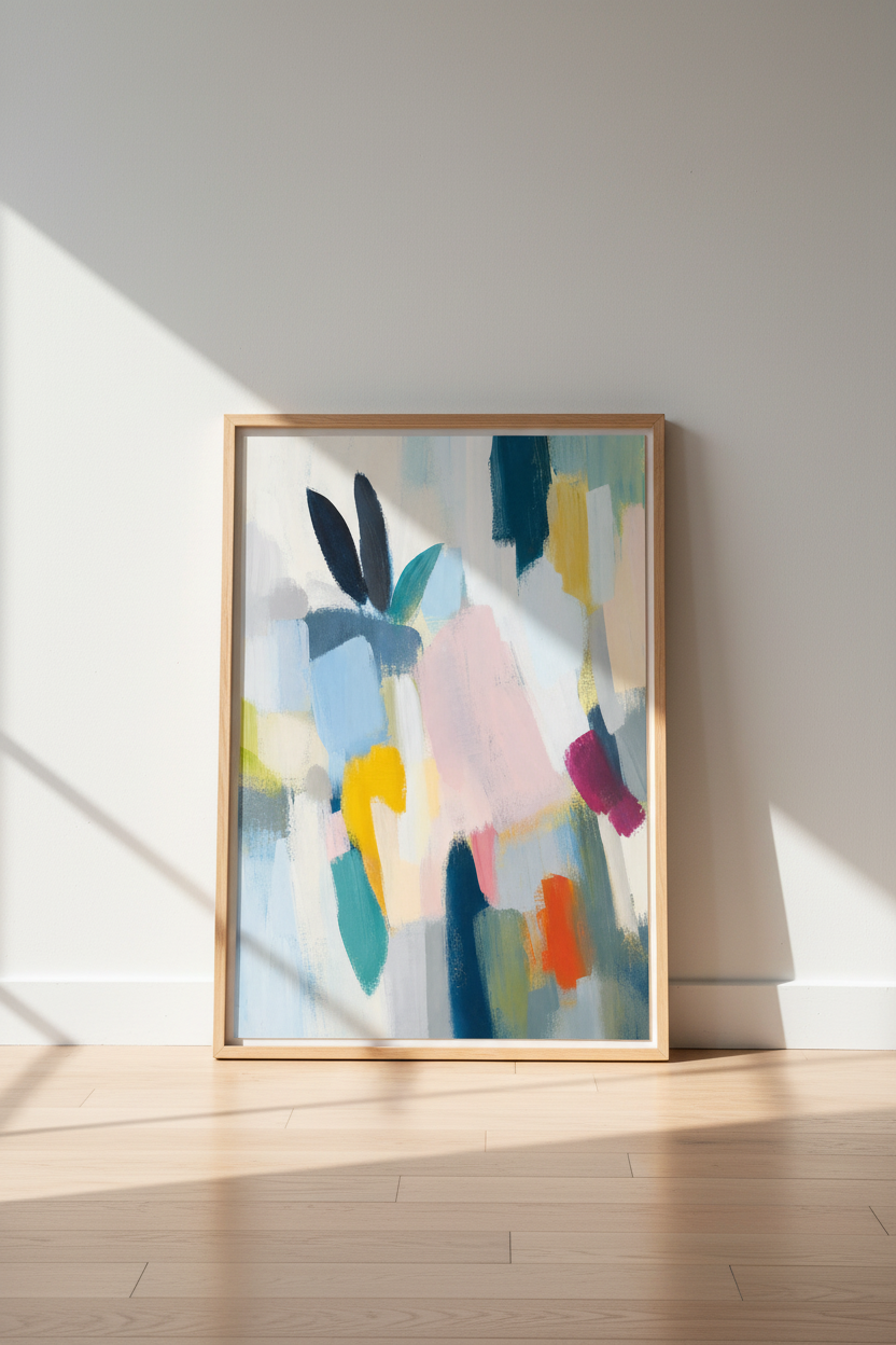 Modern Abstract Wall Art | Colorful Geometric Shapes, Living Room Decor | Vibrant Poster