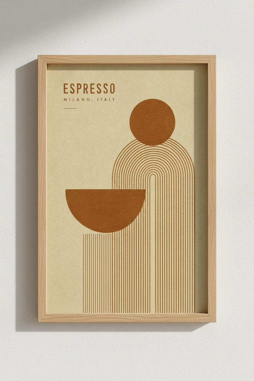 Espresso Milano Italy Wall Art | Mid Century Modern Coffee Poster, Kitchen Decor