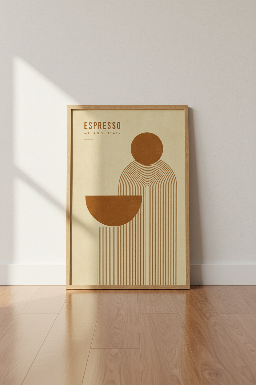 Espresso Milano Italy Wall Art | Mid Century Modern Coffee Poster, Kitchen Decor