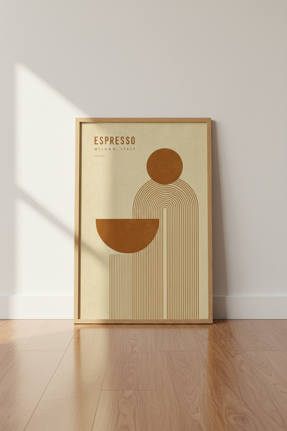 Espresso Milano Italy Wall Art | Mid Century Modern Coffee Poster, Kitchen Decor