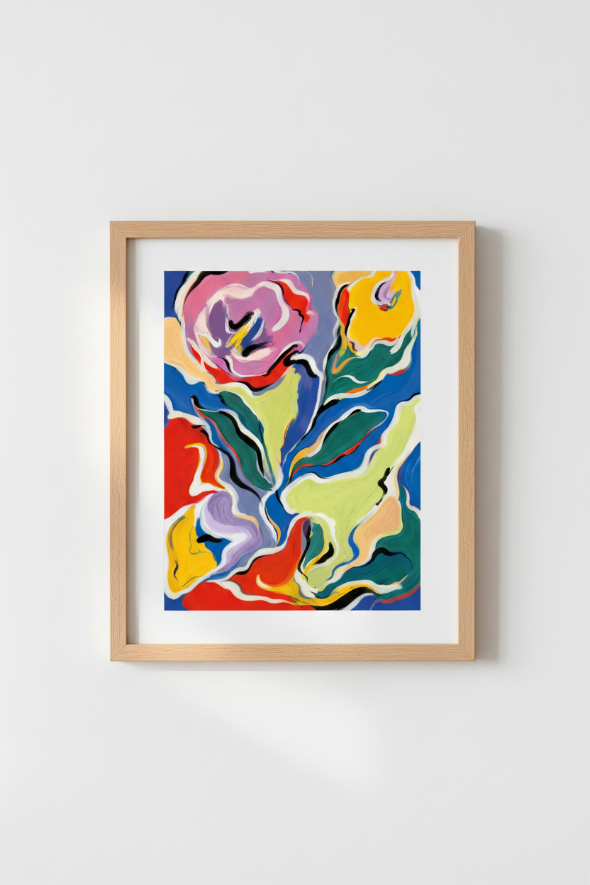 Abstract Floral Wall Art Print | Living Room Decor | Colorful Poster