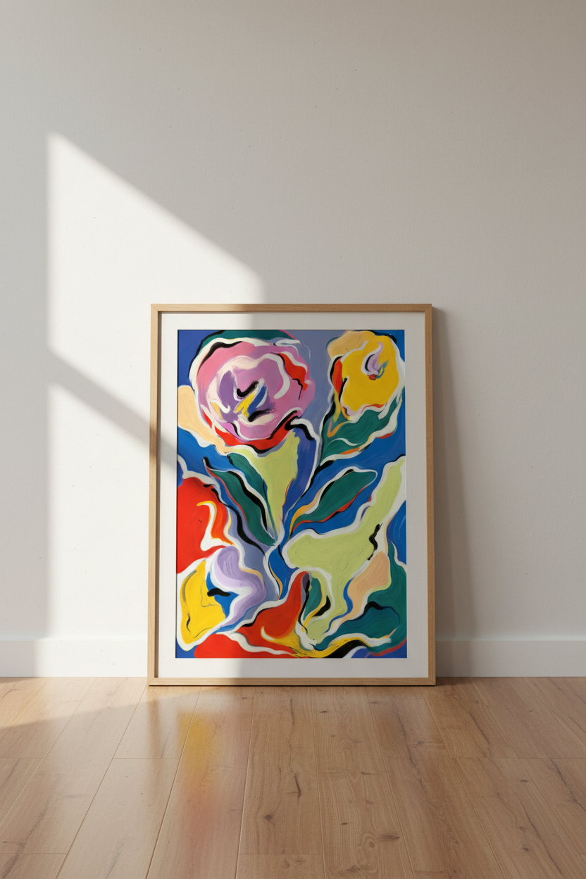 Abstract Floral Wall Art Print | Living Room Decor | Colorful Poster