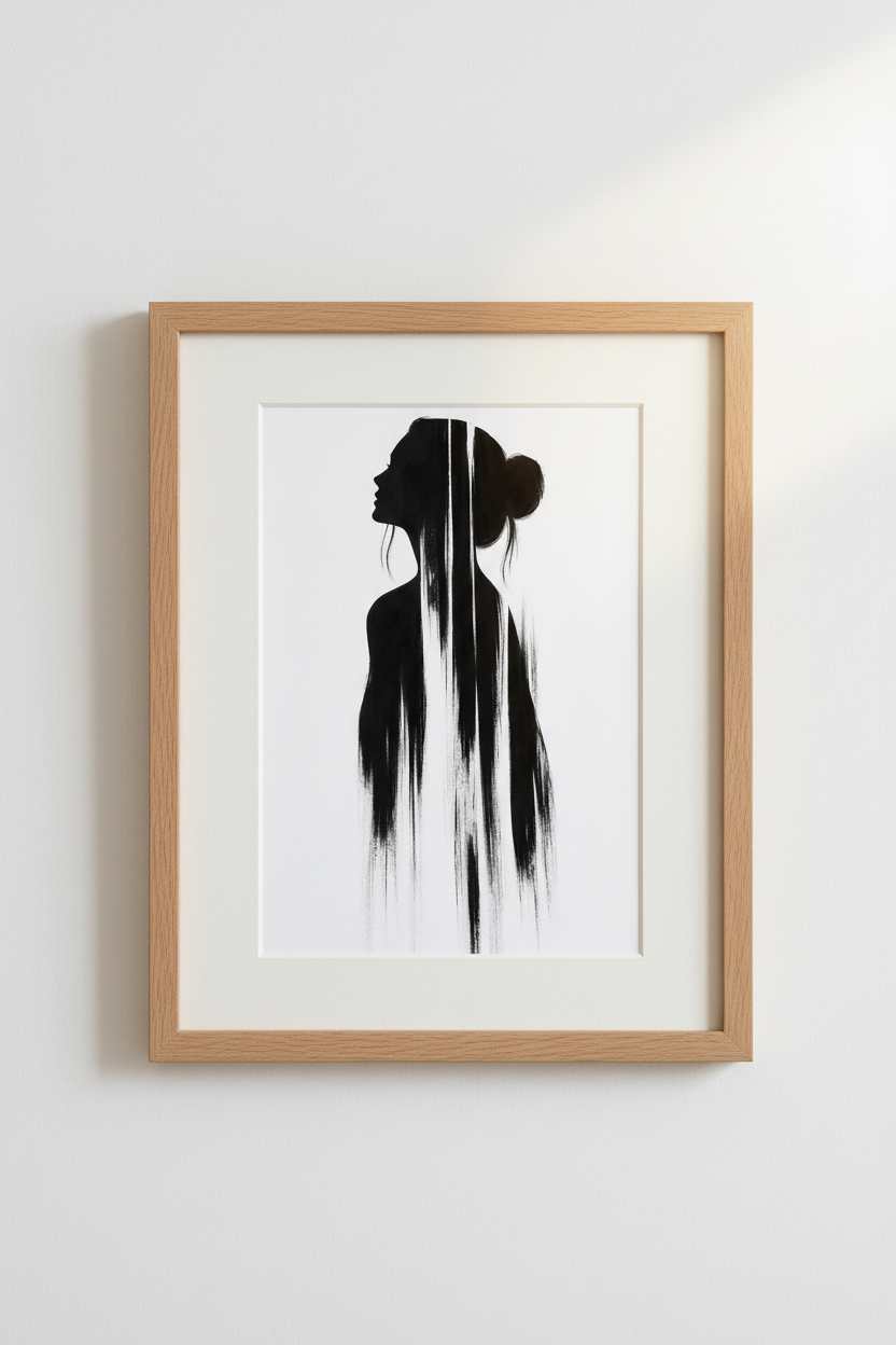 Silhouette Wall Art | Black Ink, Monochrome, Living Room Decor