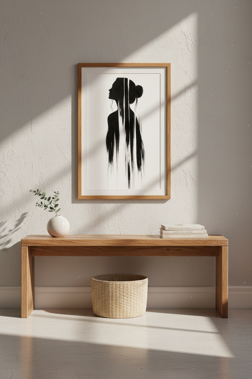 Silhouette Wall Art | Black Ink, Monochrome, Living Room Decor