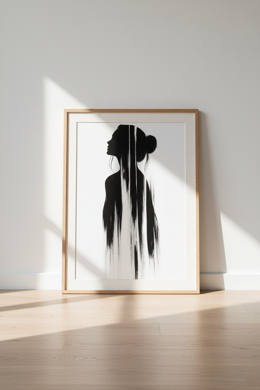 Silhouette Wall Art | Black Ink, Monochrome, Living Room Decor