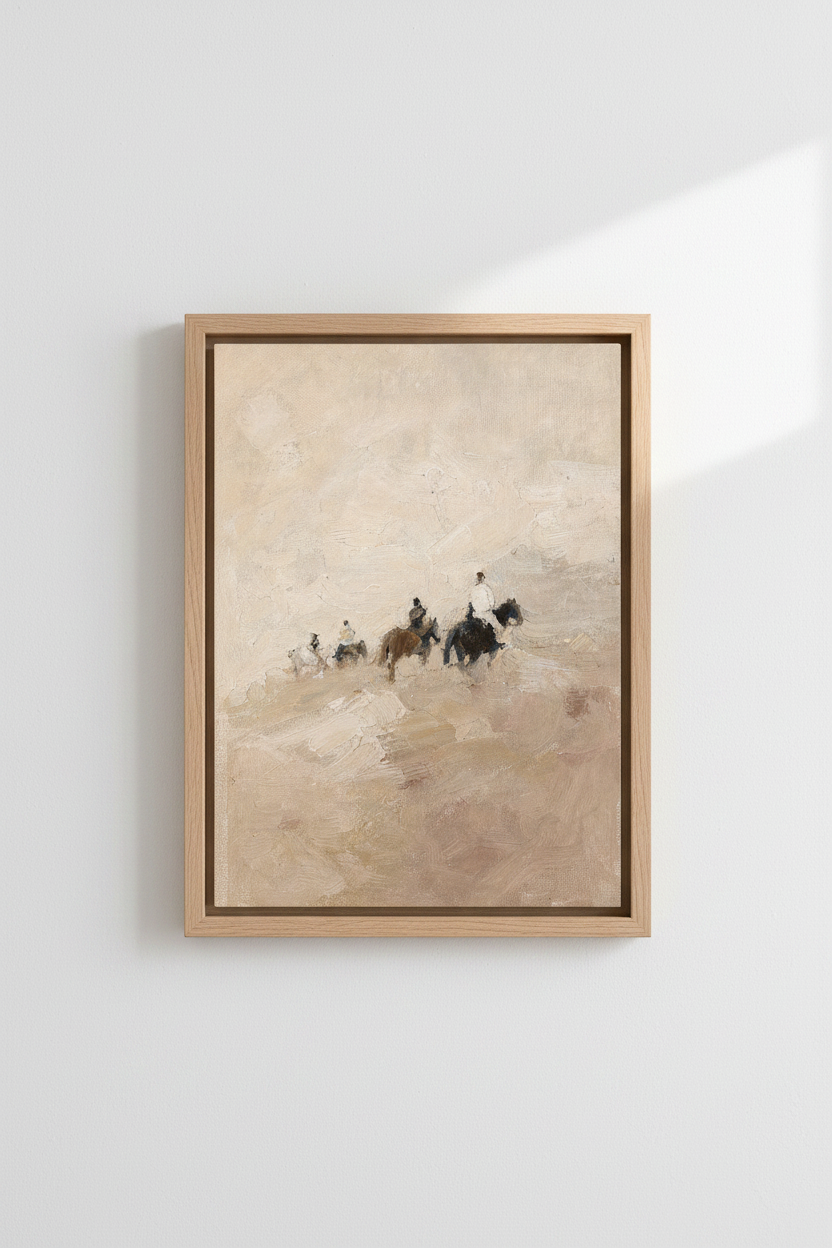 Desert Wall Art | Impressionist Sand Tones, Living Room Decor | Soft Ambient Poster