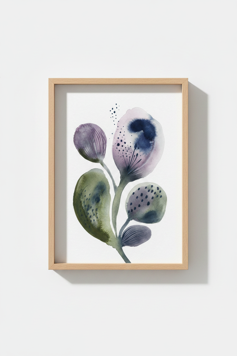 Watercolor floral Wall Art Print | Living Room Decor | Moody Poster
