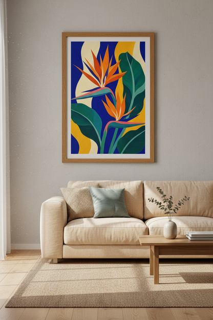 Abstract Tropical Wall Art Print | Living Room Decor | Vibrant Poster