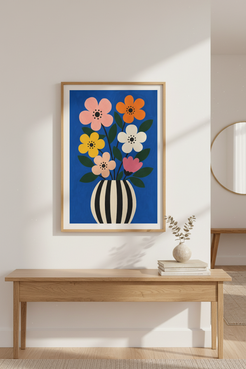 Bold floral wall art | Living Room Decor | Colorful Poster