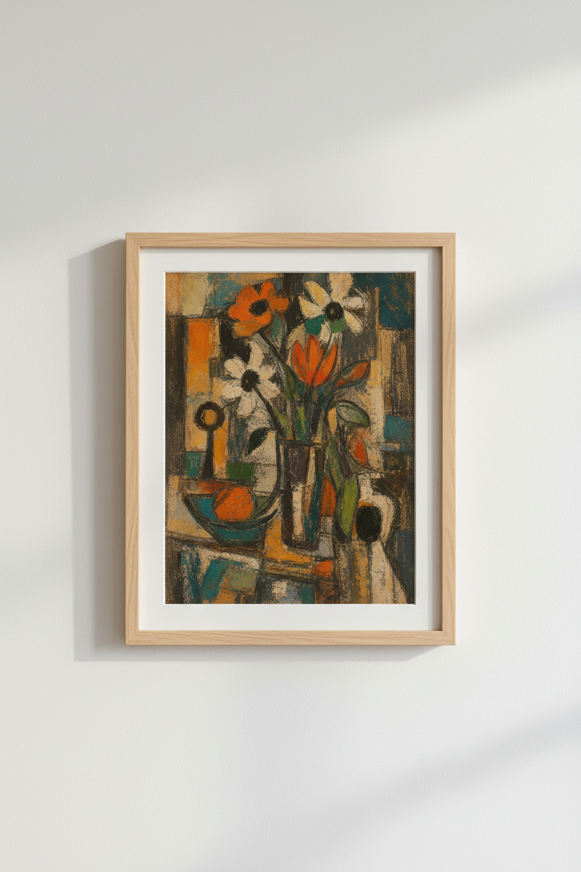 Floral Wall Art | Abstract Bouquet in Autumn Hues, Living Room Decor