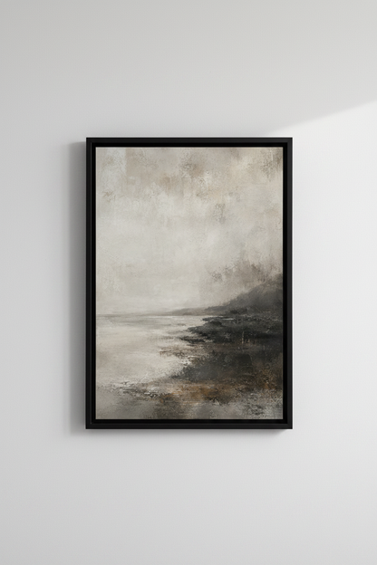Abstract Moody Seascape Print | Grey Neutral Landscape, Modern Minimalist Wall Decor