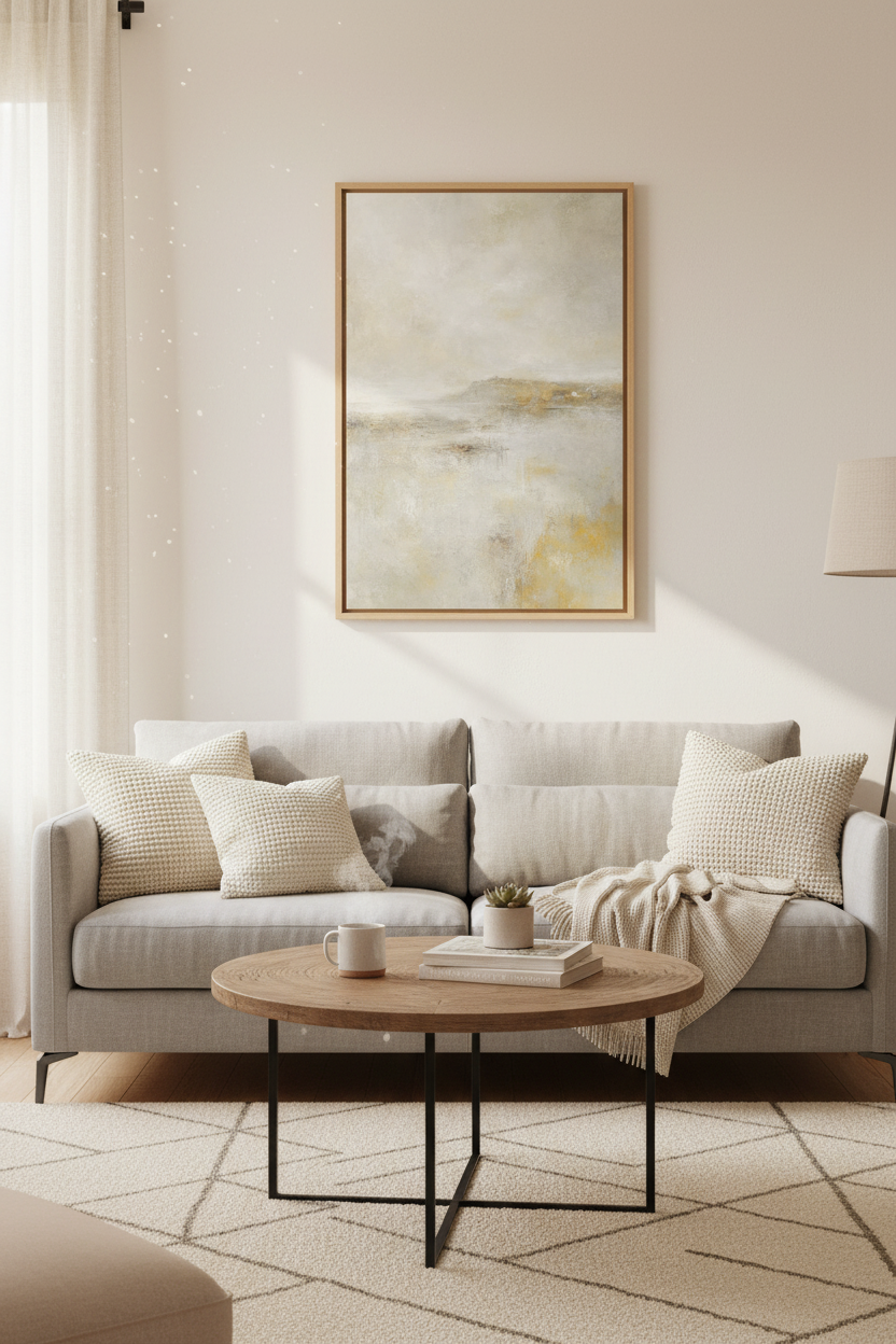 Beige Wall Art | Soft neutrals, Textured abstract print, Living Room Decor