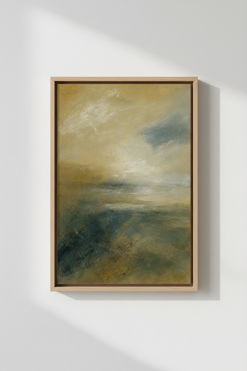 Abstract Landscape | Warm Tones, Oceanic Hue | Living Room Decor