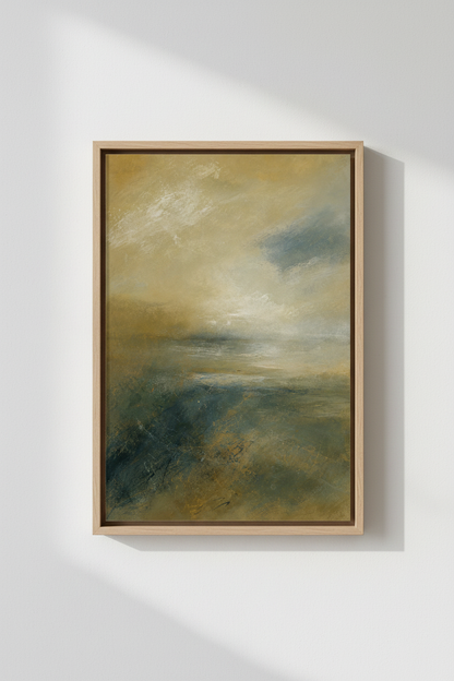 Abstract Landscape | Warm Tones, Oceanic Hue | Living Room Decor