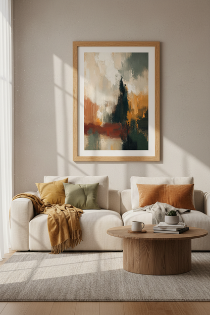 Abstract Earth Tones Oil Painting | Living Room Decor | Modern Boho Poster