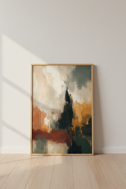 Abstract Earth Tones Oil Painting | Living Room Decor | Modern Boho Poster
