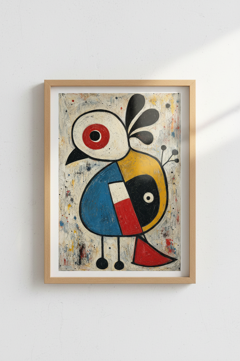 Abstract Bird Art | Minimalist Palette, Living Room Decor | Colorful Poster
