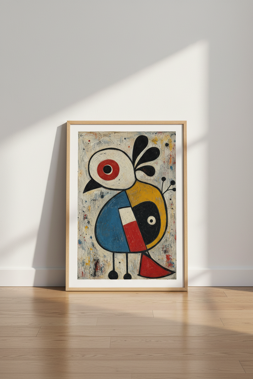 Abstract Bird Art | Minimalist Palette, Living Room Decor | Colorful Poster