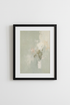 Abstract Floral Still Life | Muted Sage Green & Blush, Living Room Decor Art