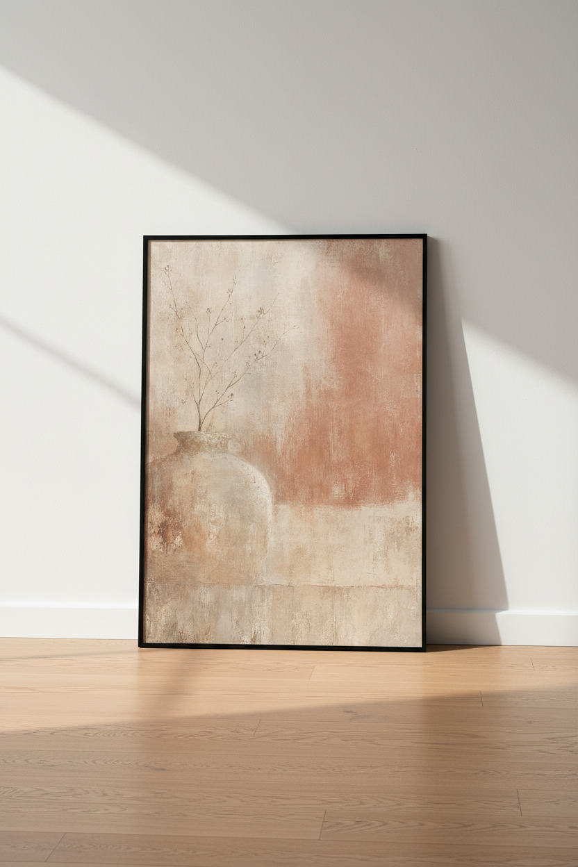Rustic Vase | Terracotta Earthy Neutral Wall Art, Minimalist BOHO Living Room Decor