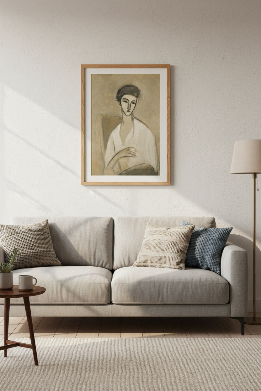 Abstract portrait | Neutral beige tones, Living room decor