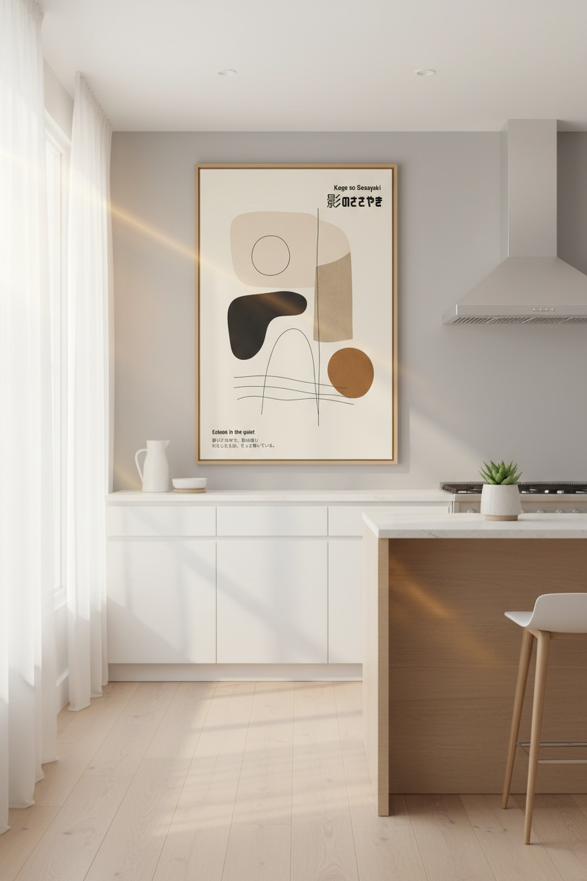 Japandi Abstract Print | Zen Neutral Wall Art, Minimalist Japanese Poster Decor