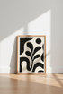 Abstract Floral Print | Monochrome Minimalist Branch, Living Room Decor Art