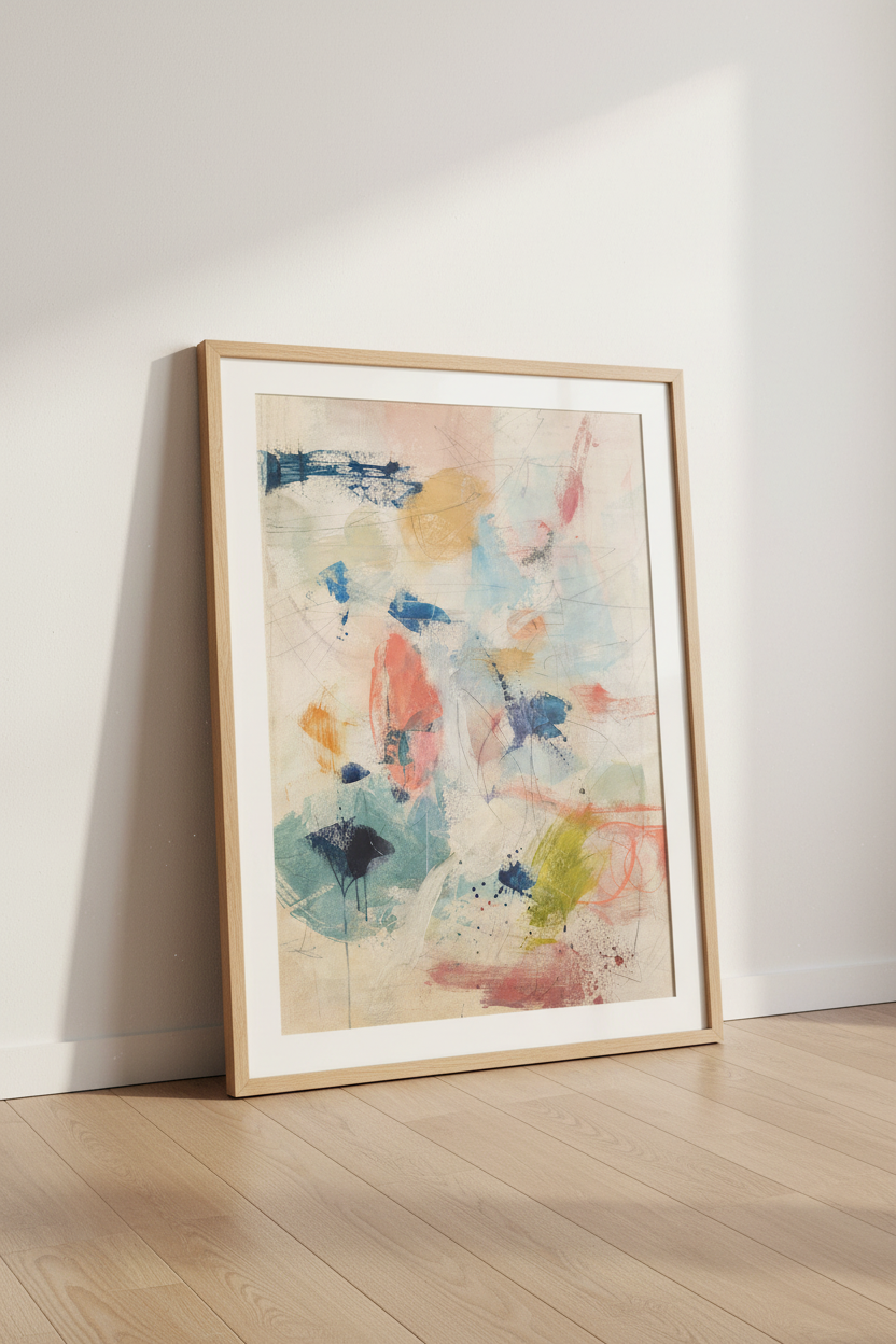 Abstract wall art | Colorful shapes, modern living room decor | Vibrant poster