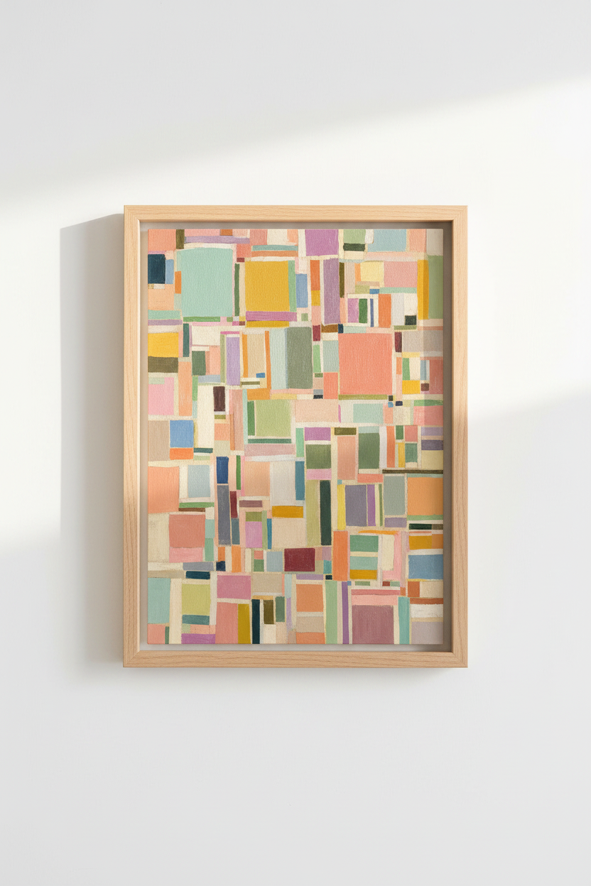 Abstract Color Block Wall Art Print | Living Room Decor | Pastel Poster