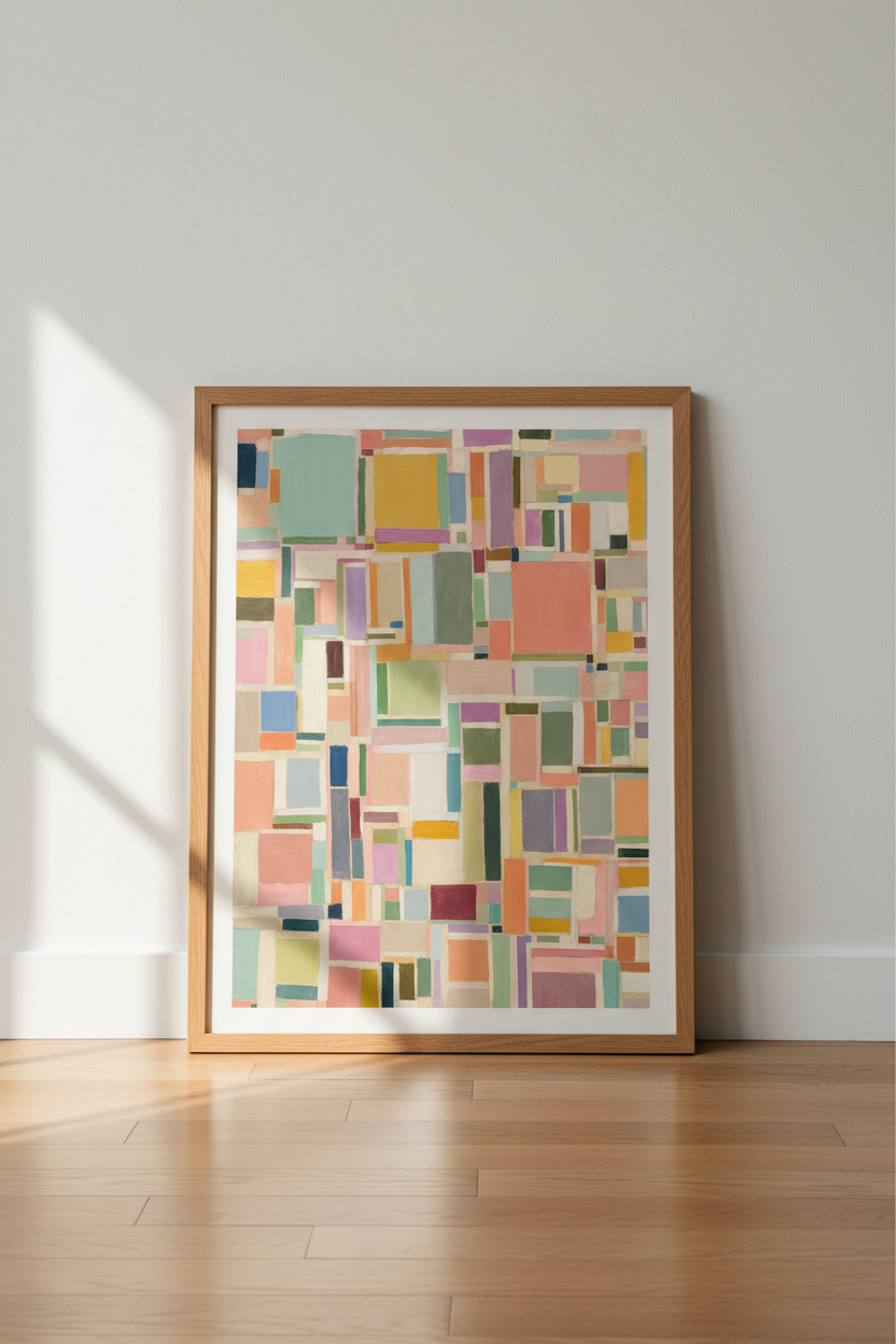 Abstract Color Block Wall Art Print | Living Room Decor | Pastel Poster