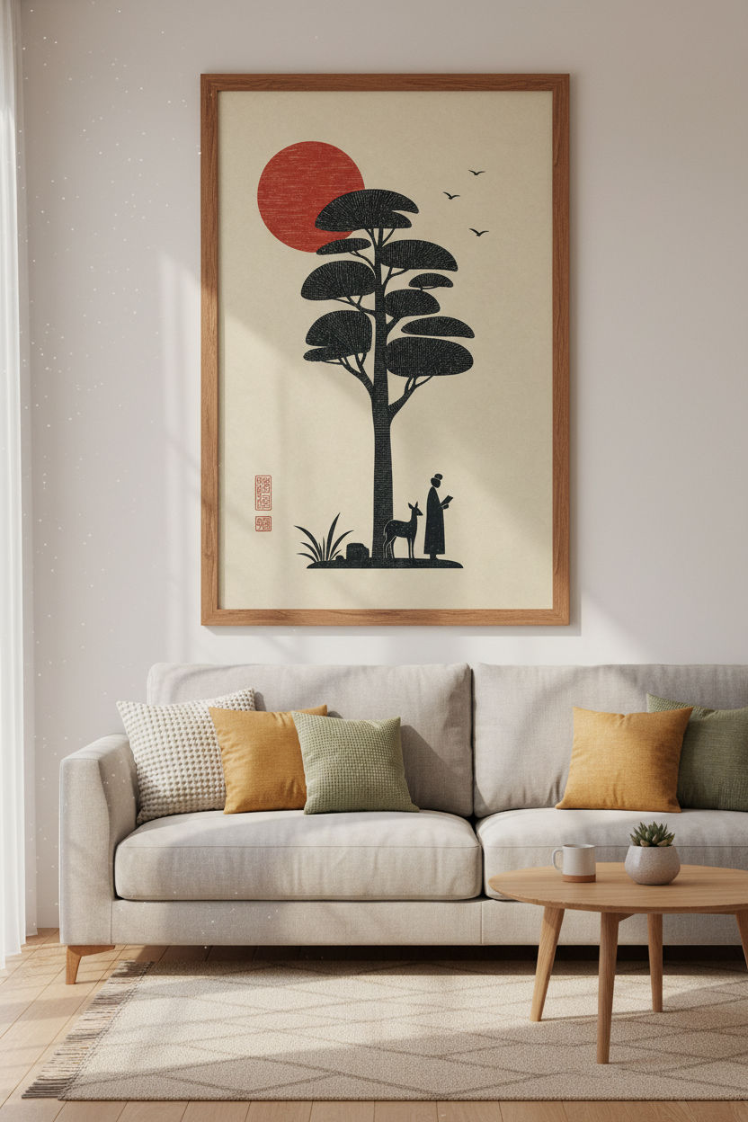 Abstract Tree Wall Art Print | Dorm Decor | Vintage Poster