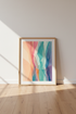 Abstract Watercolor Waves | Pastel Teal Pink, Modern Living Room Decor