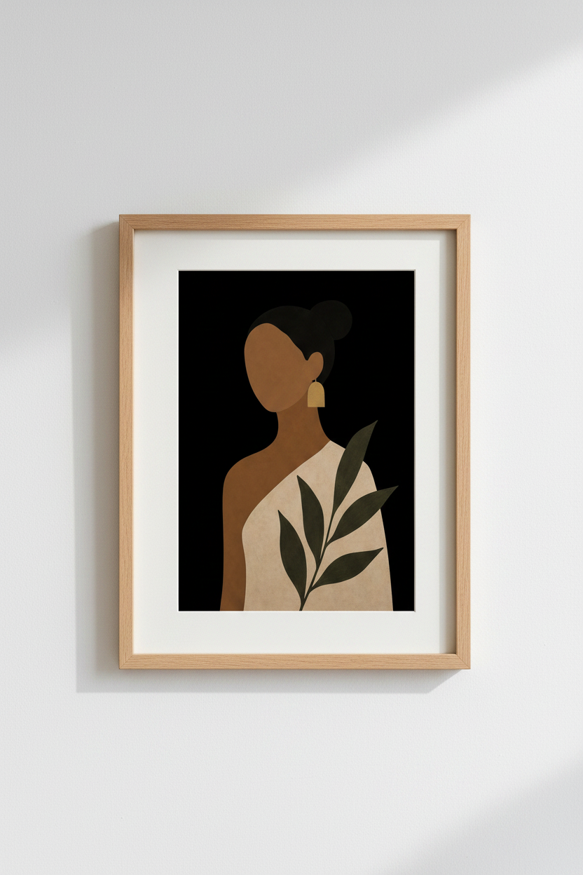Minimalist Portrait Wall Art Print | Living Room Decor | Earthy Poster
