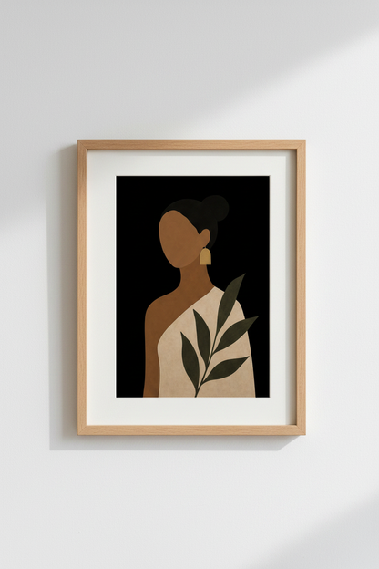 Minimalist Portrait Wall Art Print | Living Room Decor | Earthy Poster