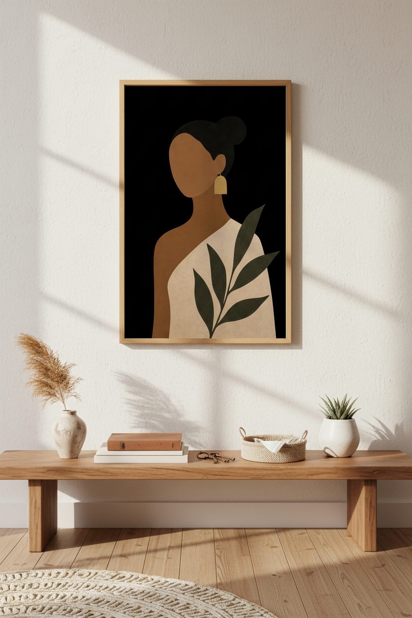 Minimalist Portrait Wall Art Print | Living Room Decor | Earthy Poster